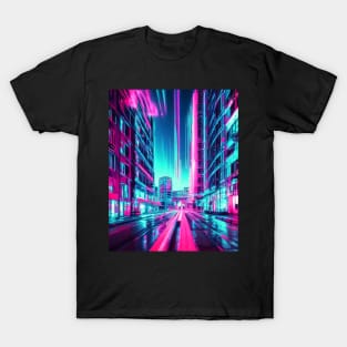 Enhanced Cyberpunk City Street T-Shirt